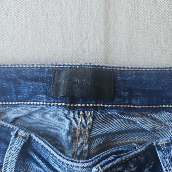 Buckle Black Denim Skinny Jeans Fit No. 53 Womens 27x32 Distressed Whisker Wash - Picture 5 of 10